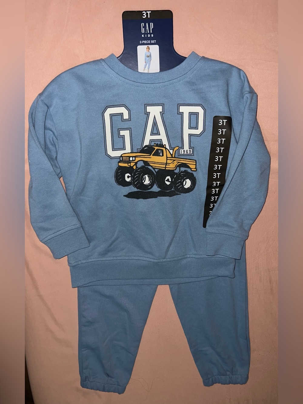 GAP Kids Light Blue Monster Truck Sweatshirt & Joggers Set